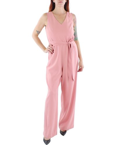 INC Belted Sleeveless Jumpsuit - Pink