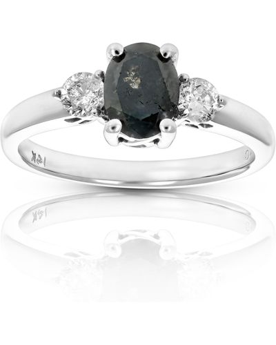 Vir Jewels 1.93 Cttw Black Diamond 3 Stone Ring 14k White Gold Engagement - Metallic