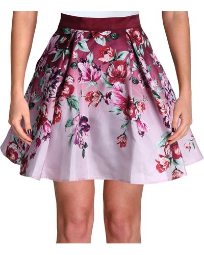 Trixxi Juniors Floral Print Mini A-line Skirt - Red