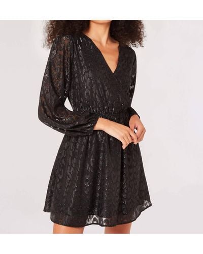 Apricot Animal Print Jacquard Dress - Black