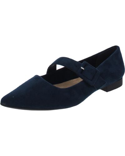 Bella Vita Virginia Ii Faux Suede Slip On Pointed Toe Flats - Blue