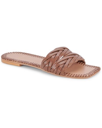 Dolce Vita Avanna Leather Slip On Slide Sandals - Pink