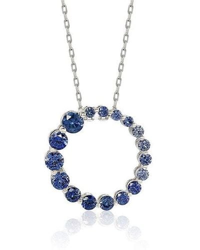 Suzy Levian Sterling Silver Natural Sapphire Circle Journey Pendant Necklace - Blue