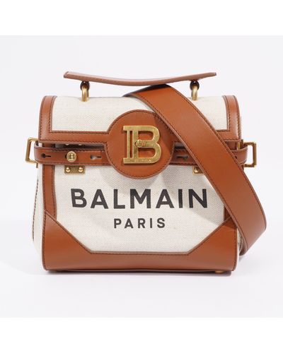 Balmain B-buzz 23 Bag / Canvas Shoulder Bag - Brown