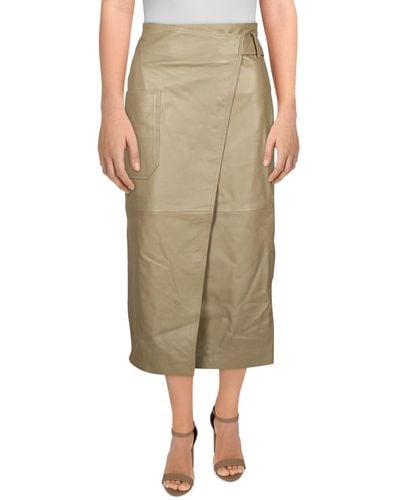 Remain Lamb Leather Pocket Wrap Skirt - Green