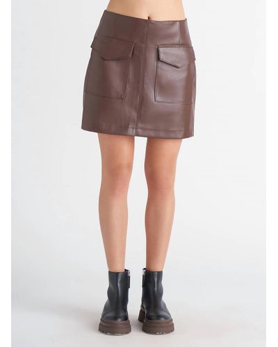 Dex Faux Leather Mini Skirt - Brown