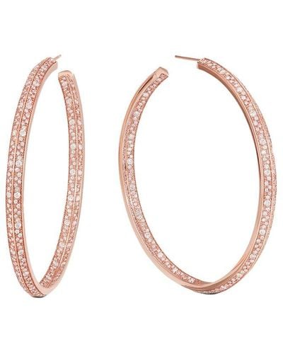 Lana Jewelry 14k Rose Gold 3.57 Ct. Tw. Diamond Scattered Edge Hoops - White