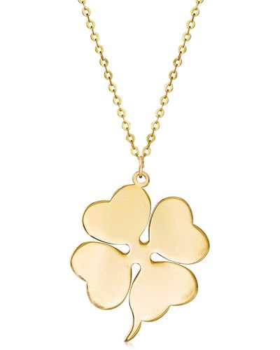 Ross-Simons Italian 14kt Yellow Gold 4-leaf Clover Pendant Necklace - Metallic
