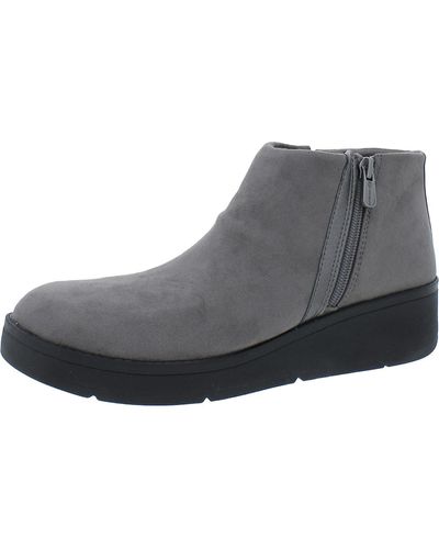 Bzees Freestyle Faux Leather Zip Up Ankle Boots - Gray