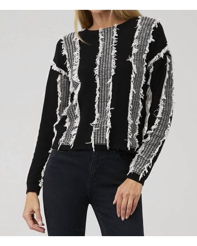 Line and outlet dot fringe sweater