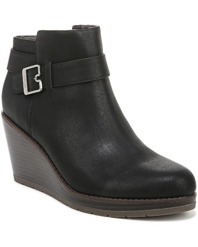 Dr. Scholls One Up Round Toe Ankle Wedge Boots - Black