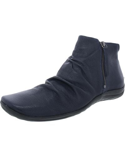 Walking Cradles Abigail Leather Gathered Ankle Boots - Blue