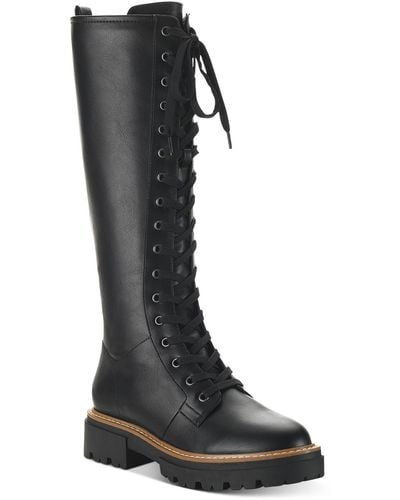 Sun & Stone Aylssaa Faux Leather Tall Combat & Lace-up Boots - Brown