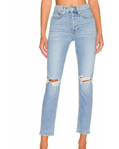 RE/DONE 90s High Rise Ankle Crop Jean - Blue