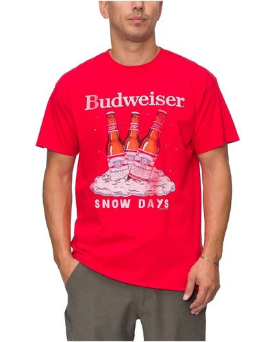 Junk Food Budweiser Cotton Crewneck Graphic T-shirt - Red