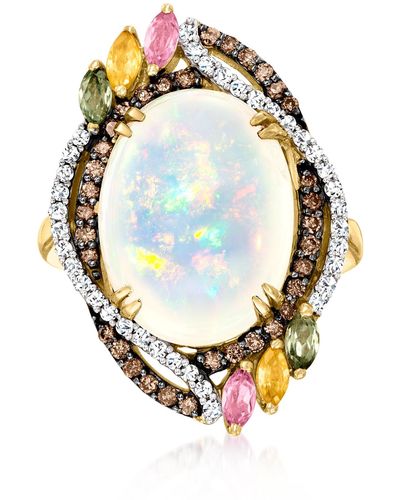 Ross-Simons Opal And Multicolored Sapphire Ring With . Brown And White Diamonds - Metallic