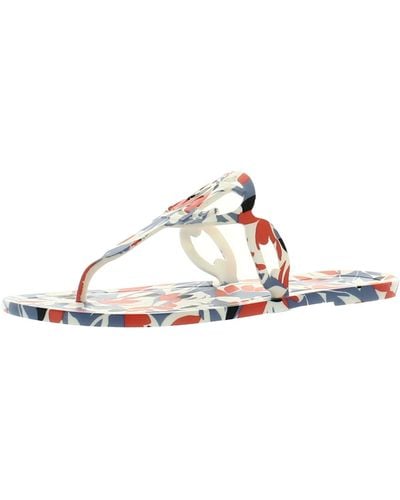 Lauren by Ralph Lauren Audrie Floral Print Jelly Thong Sandals - White
