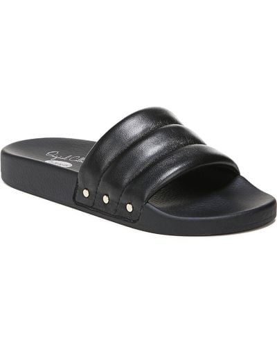 Dr. Scholls Pisces Chill Leather Slip On Slide Sandals - Black