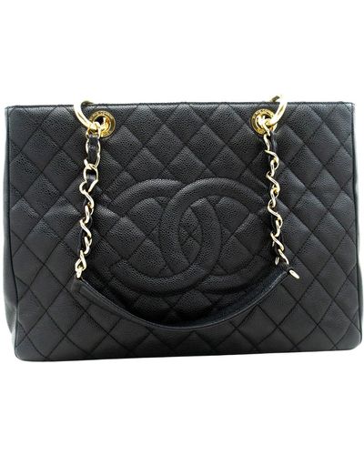 Chanel Gst (grand Shopping Tote) Leather Shoulder Bag (pre-owned) - Black