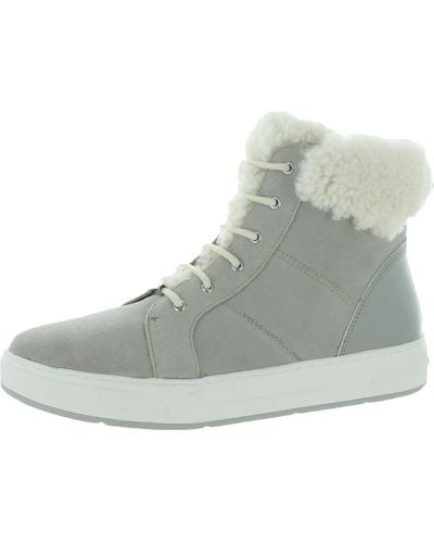 Donald J Pliner Remisp Suede Lace Up High Top Sneakers - Gray
