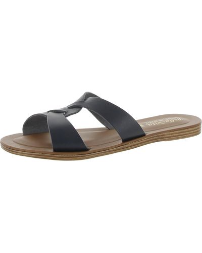 Bella Vita Dov-taly Leather Slip On Slide Sandals - Blue