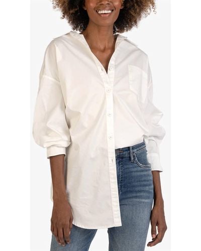 Kut From The Kloth Tyra Oversized Button Down In White