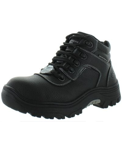 Skechers Burgin - Coralrow Leather Composite Toe Safety Shoes - Black
