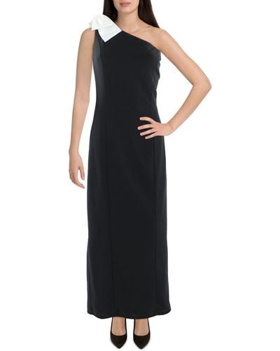 Marina Crepe Long Cocktail And Party Dress - Black