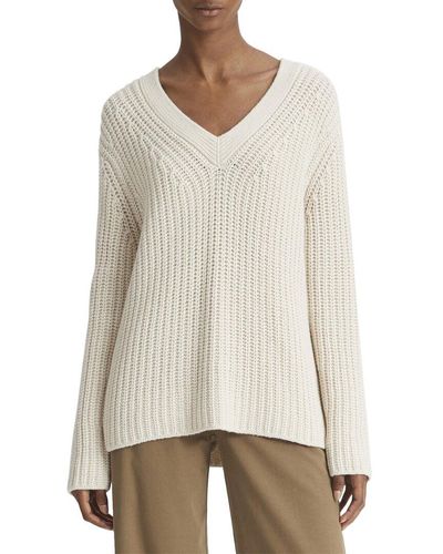 Vince Chunky Shaker Wool & Cashmere-blend Sweater - White
