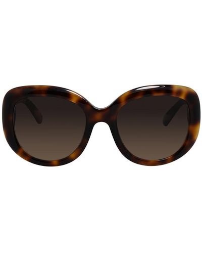 Ferragamo Sf 727s 214 53mm Round Sunglasses - Brown