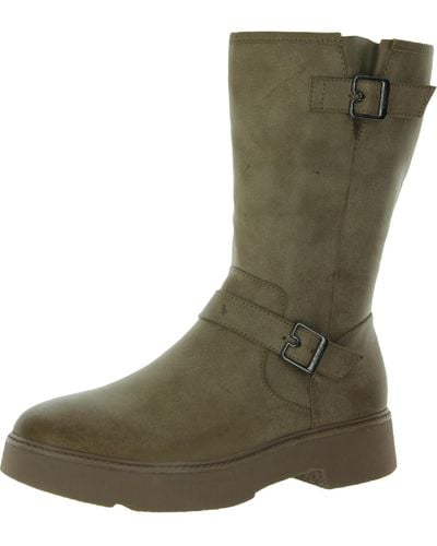 Dr. Scholls Vip Faux Leather Mid-calf Motorcycle Boots - Green