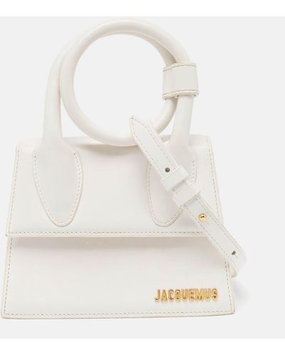 Jacquemus Leather Le Chiquito Noeud Top Handle Bag - White