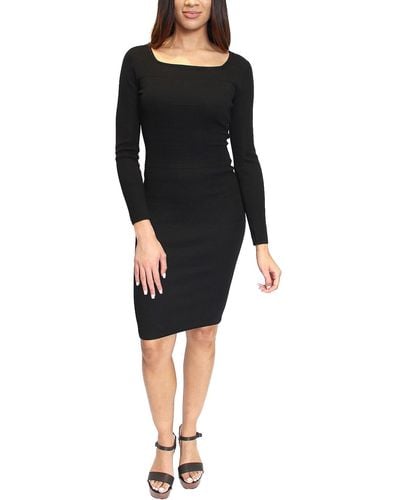 Almost Famous Juniors Square Neck Ribbed Sweaterdress - Black
