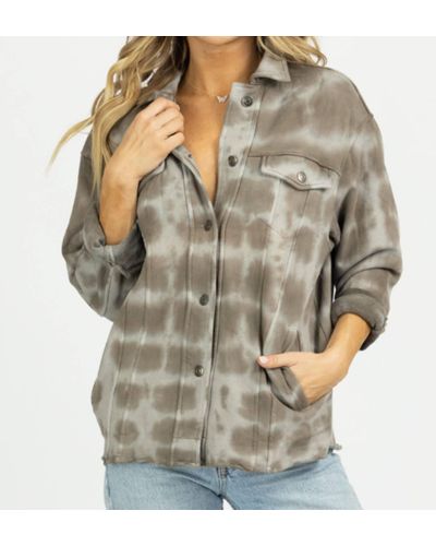 Olivaceous Dyed Oversize Shirt Jacket - Gray