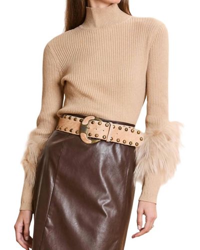 tyler boe Cotton Cashmere Fur Sweater - Brown