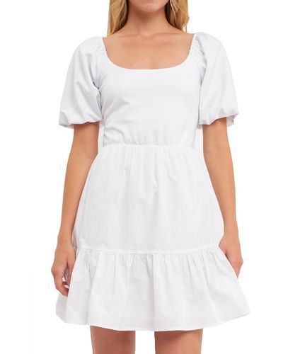 English Factory Mixed Media Short Mini Dress - White