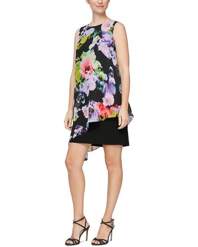 SLNY Asymmetric Mini Shift Dress - Multicolor