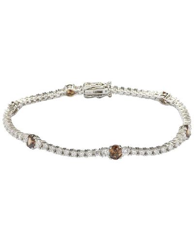 Suzy Levian Sterling Silver And White Cubic Zirconia Tennis Bracelet - Metallic