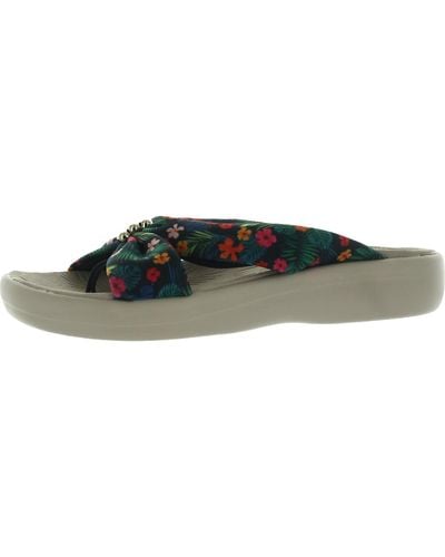 Bzees Wedge Thong Slide Sandals - Multicolor