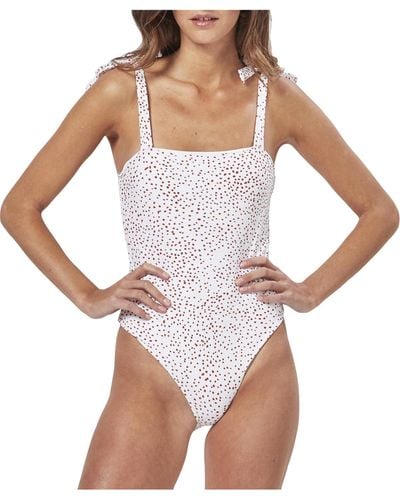 Charlie Holiday Dune Printed Tie Shoulder One-piece Swimsuit - White