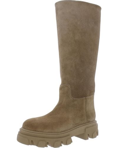 GIA X PERNILLE Ginevra Suede Block Heel Knee-high Boots - Green