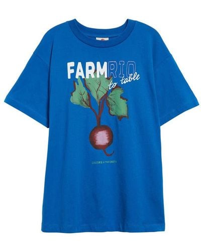 FARM Rio Beet Farm To Table Cotton Graphic T-shirt - Blue