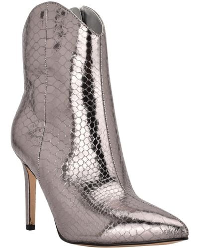 Marc Fisher Revati 2 Faux Leather Pointed Toe Ankle Boots - Metallic