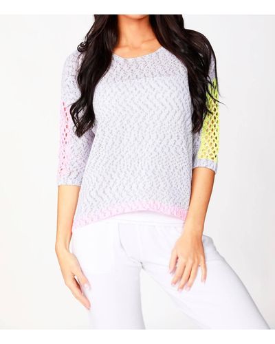 French Kyss Tracy Color Block Crochet Top - White