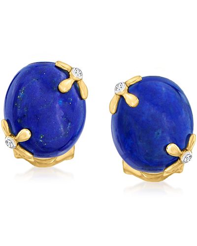 Ross-Simons Lapis Earrings With White Topaz Accents - Blue