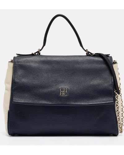 CH by Carolina Herrera Carolina Herrera Leather Minuetto Top Handle Bag - Blue