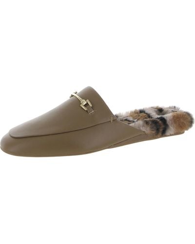 Zac Posen Savanna Leather Faux Fur Lined Mules - Brown