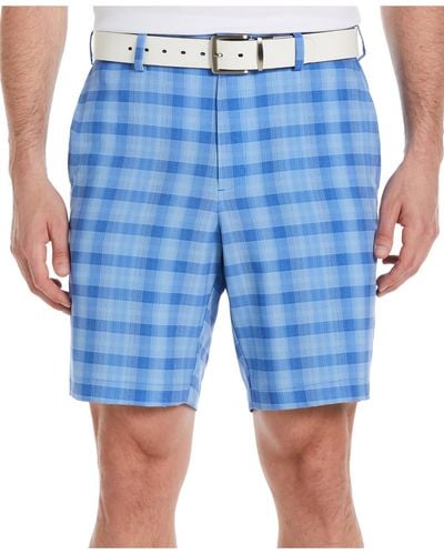 PGA TOUR Plaid Polyester Casual Shorts - Blue