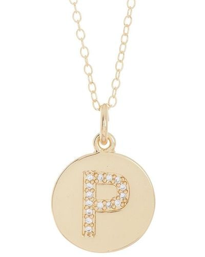 Adornia Initial Circle Disc Necklace 14k Yellow Gold Plated Vermeil .925 Sterling Silver - Metallic