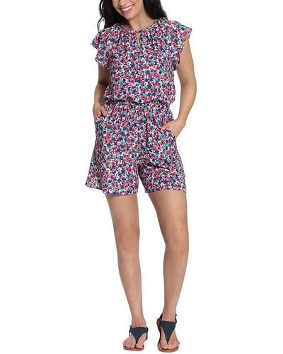 London Times Petites Floral Cut-out Romper - Red